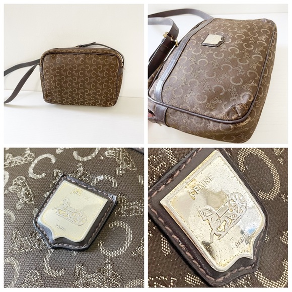 Celine vintage brown C monogram canvas and leather shoulder bag - Picture 2 of 10